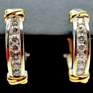 14K White/yellow Gold Diamonds Earrings